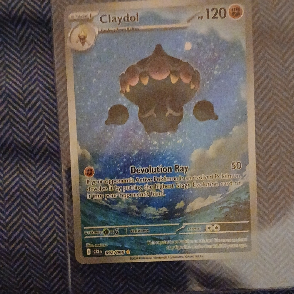 Claydol Pokémon Holographic Card - Blue Artwork